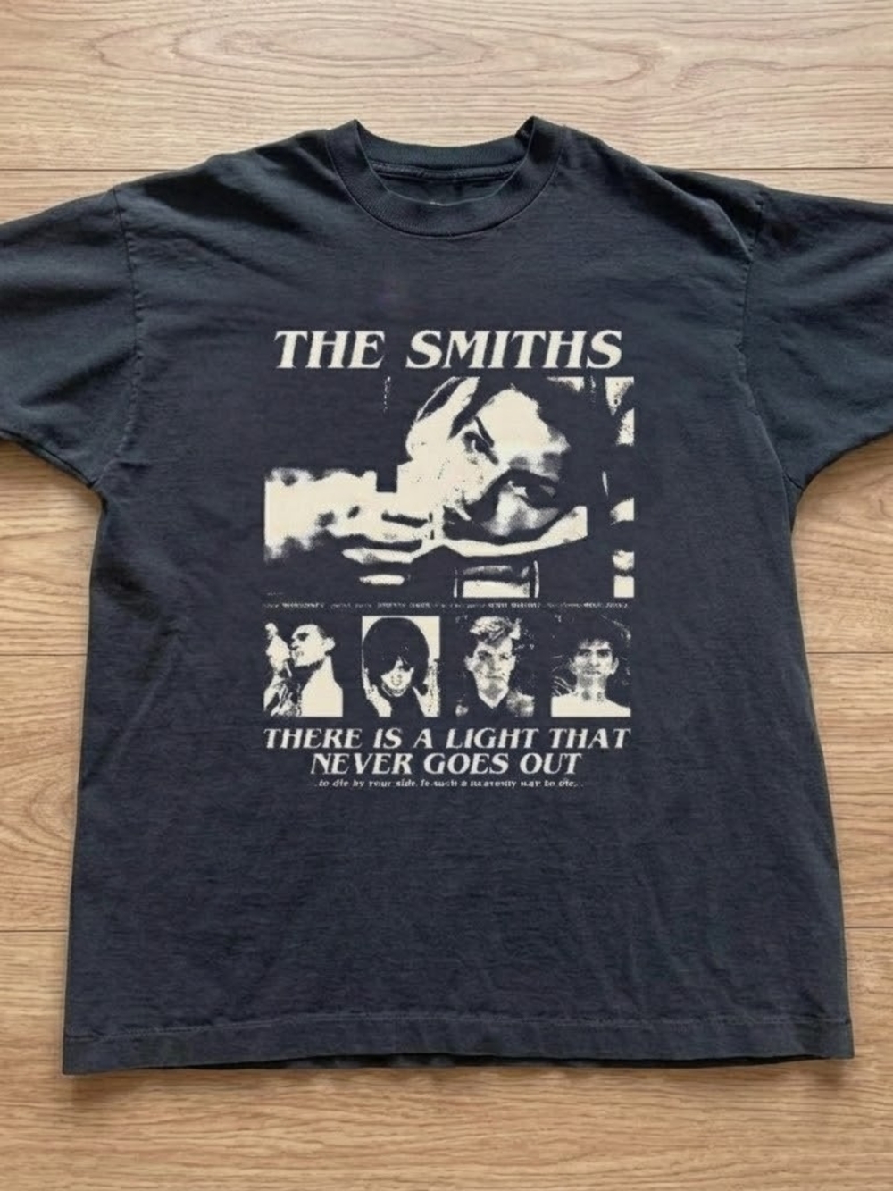 Black Graphic Band Tee - 'There Is A Light That Never Goes Out'